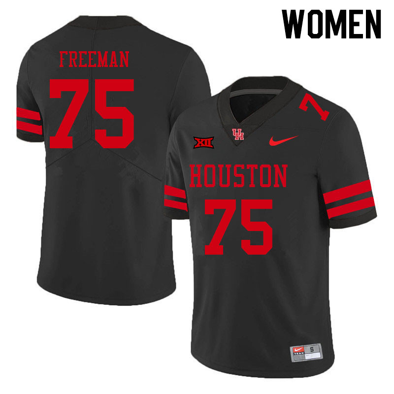 Women #75 Jack Freeman Houston Cougars College Big 12 Conference Football Jerseys Sale-Black